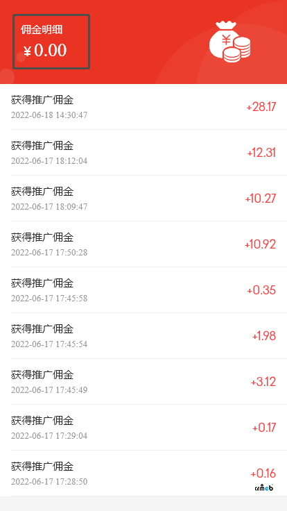 分銷傭金明細(xì)多商戶